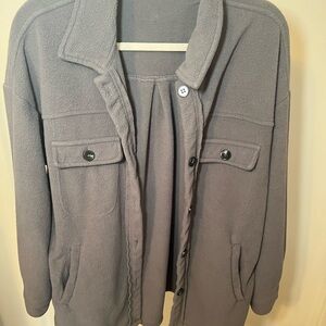 Gray Button-Up fleece Shacket